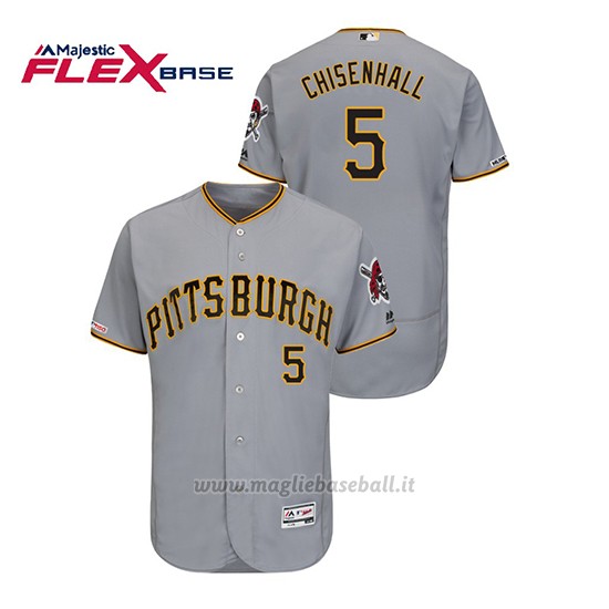 Maglia Baseball Uomo Pittsburgh Pirates Lonnie Chisenhall 150th Aniversario Patch Autentico Flex Base Grigio